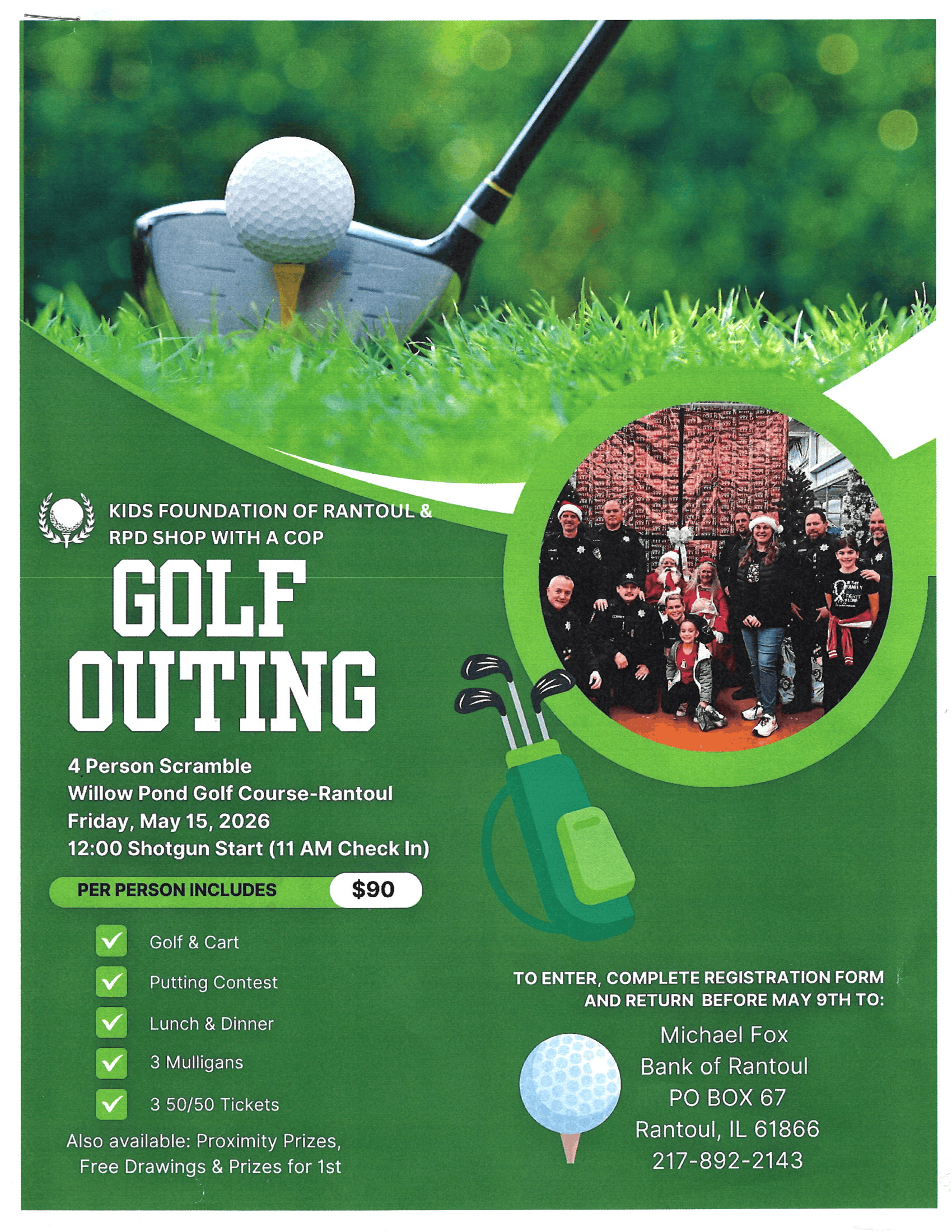 Kids foundation of Rantoul & RPD shop with a cop